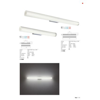 Redo 01-2591 - Aplica LED pentru oglindă de baie RIGAL LED/12W/230V 60 cm CRI 90 IP44 crom lucios/alb