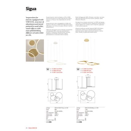 Redo 01-2605 - Lustra LED dimerizabilă suspendată pe cablu SIGUA LED/99W/230V CRI 90 albă