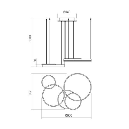 Redo 01-2605 - Lustra LED dimerizabilă suspendată pe cablu SIGUA LED/99W/230V CRI 90 albă