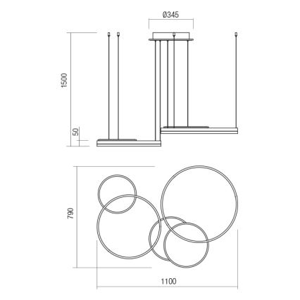 Redo 01-2608 - Lustra LED reglabilă suspendată pe cablu SIGUA, 114W, 230V, CRI 90, alb