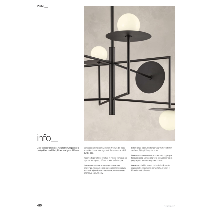 Redo 01-2735 - Candelabru pe tijă PLATO 8xG9/10W/230V auriu