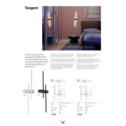 Redo 01-2747 - Aplică LED de perete TANGENT LED/13W/230V 3000K 63,4 cm CRI 90 neagră