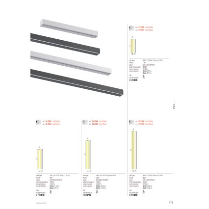 Redo 01-2765 - Aplica de perete PLOT LED, 31 W, 230 V, 90 cm, neagră