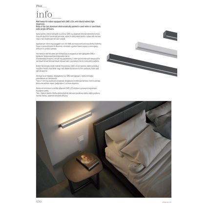 Redo 01-2766 - Aplica de perete PLOT LED/35W/230V 120 cm albă