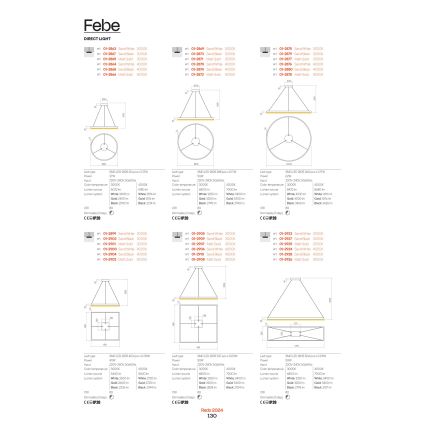 Redo 01-2865 - Lustra LED reglabilă pe cablu FEBE LED/37W/230V aurie