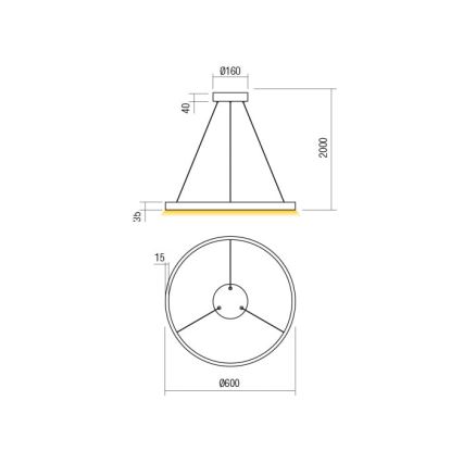 Redo 01-2865 - Lustra LED reglabilă pe cablu FEBE LED/37W/230V aurie