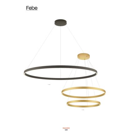 Redo 01-2889 - Lustru LED reglabil pe cablu FEBE LED/62W/230V auriu