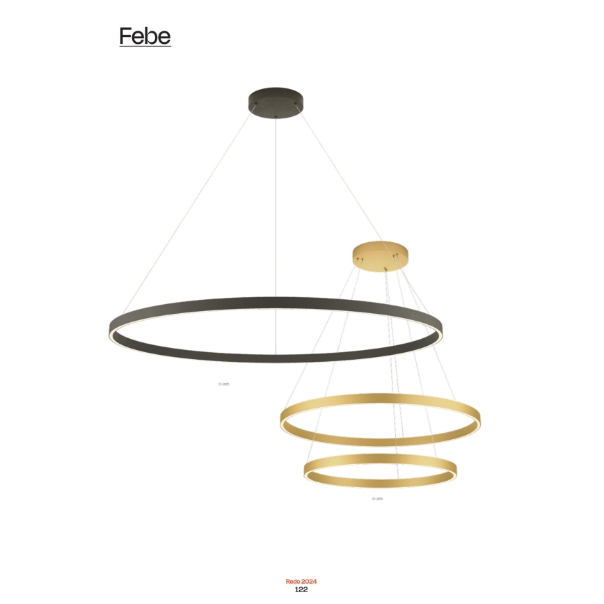 Redo 01-2889 - Lustru LED reglabil pe cablu FEBE LED/62W/230V auriu