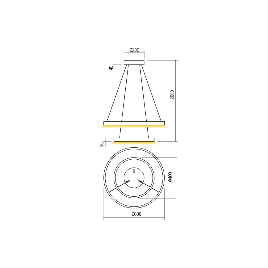 Redo 01-2889 - Lustru LED reglabil pe cablu FEBE LED/62W/230V auriu