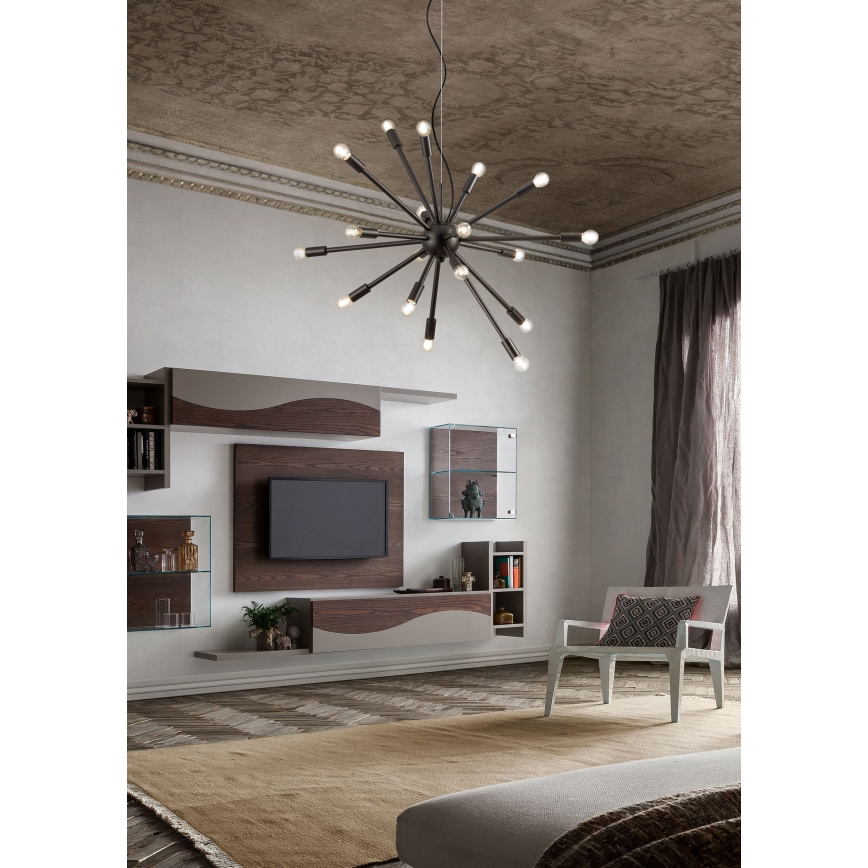 Redo 01-2934 - Candelabru suspendat pe cablu STELLAR, 12x E14, max. 25W/bec, 230V, negru