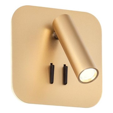 Redo 01-2977 - Aplică de perete LED QUDA LED/6W/230V + LED/3W 3000K CRI 90 USB aurie