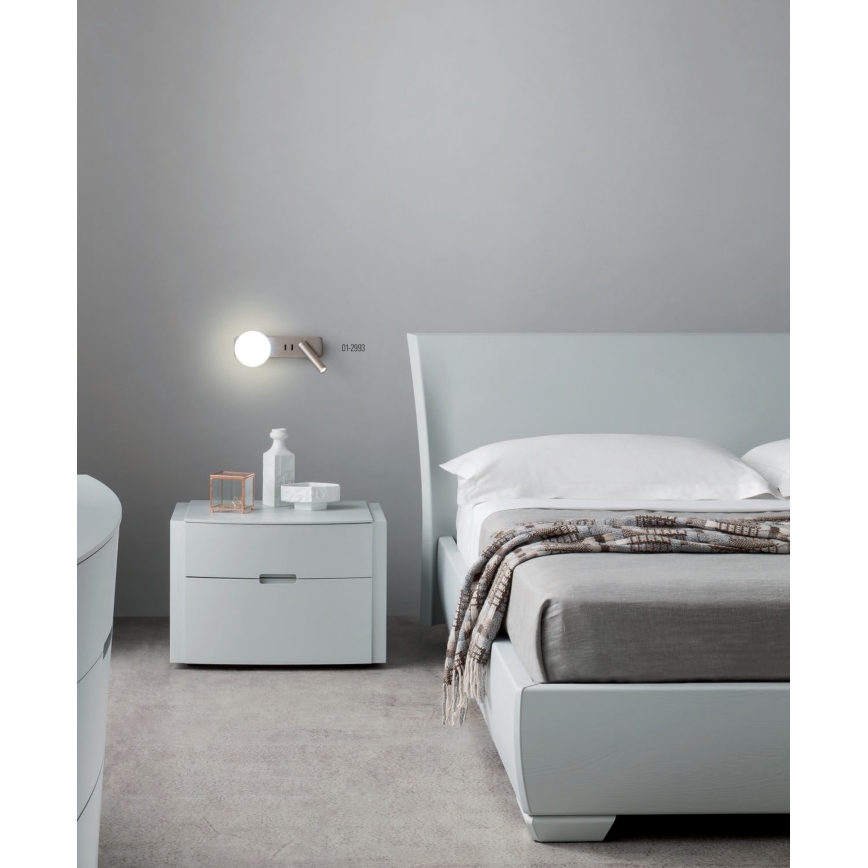 Redo 01-2993 - Aplica LED de perete OASIS, 3W/230V + 1x G9/10W, USB, CRI 90, crom lucios