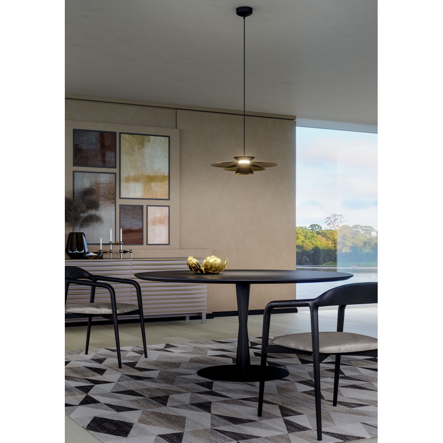 Redo 01-3001 - Lustră LED suspendată pe cablu FARGO LED/16,5W/230V CRI 90 Ø 50 cm negru/auriu