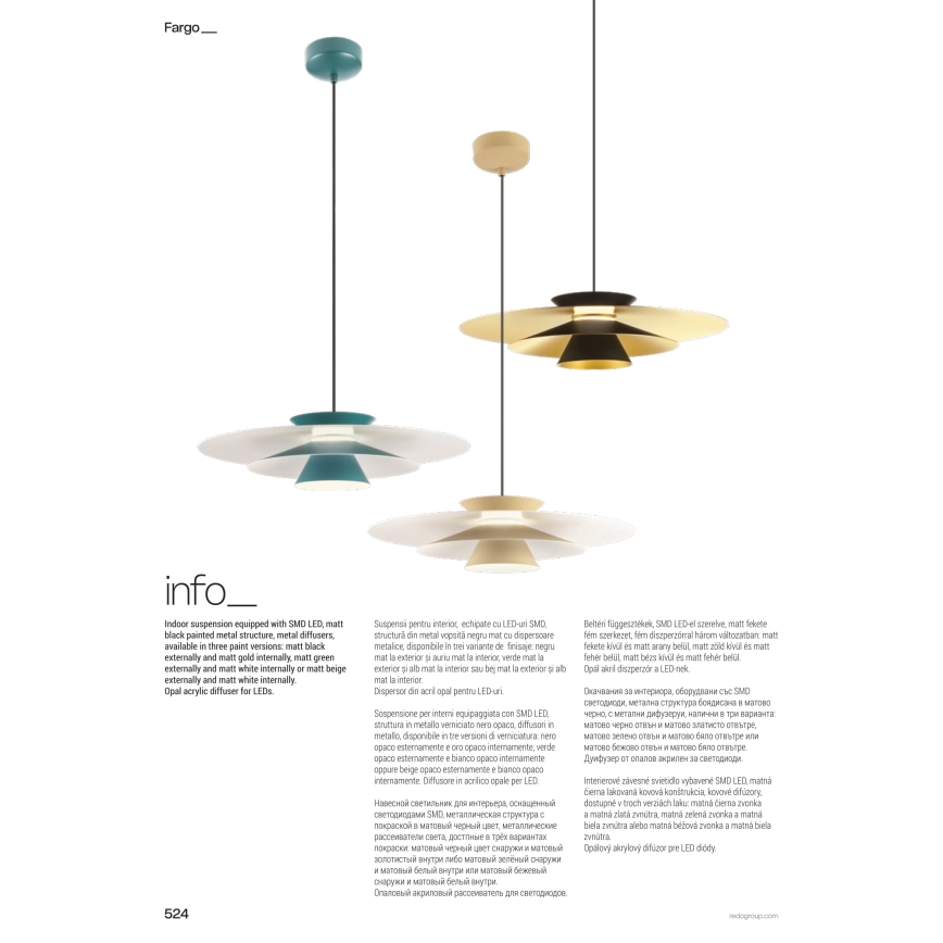 Redo 01-3001 - Lustră LED suspendată pe cablu FARGO LED/16,5W/230V CRI 90 Ø 50 cm negru/auriu