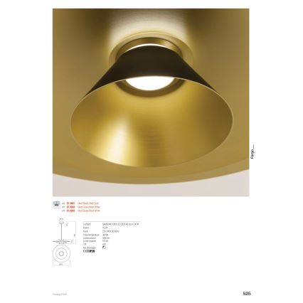 Redo 01-3001 - Lustră LED suspendată pe cablu FARGO LED/16,5W/230V CRI 90 Ø 50 cm negru/auriu