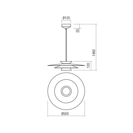Redo 01-3001 - Lustră LED suspendată pe cablu FARGO LED/16,5W/230V CRI 90 Ø 50 cm negru/auriu