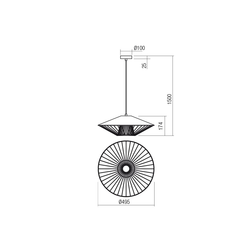 Redo 01-3010 - Lustră suspendată pe cablu GRILL, 1 x E27, 42W, 230V, Ø 49,5 cm, negru/turcoaz