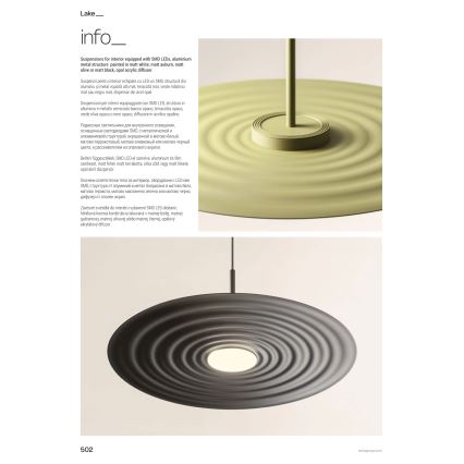 Redo 01-3045 - Pendul LED pe cablu LAKE LED/13W/230V CRI 90 Ø 50 cm portocaliu