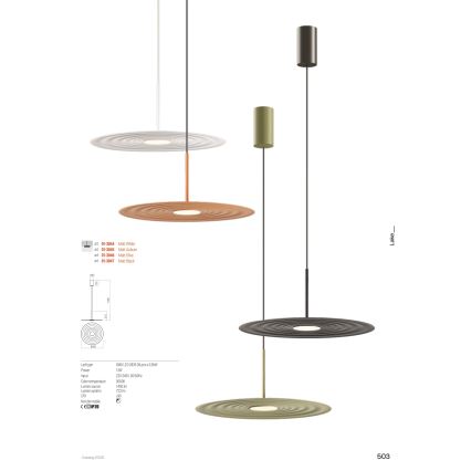 Redo 01-3046 - Lustră LED pe cablu LAKE LED/13W/230V CRI 90 Ø 50 cm, verde