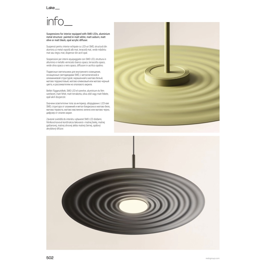 Redo 01-3047 - Lustră LED suspendată pe cablu LAKE, 13W, 230V, CRI 90, Ø 50 cm, negru