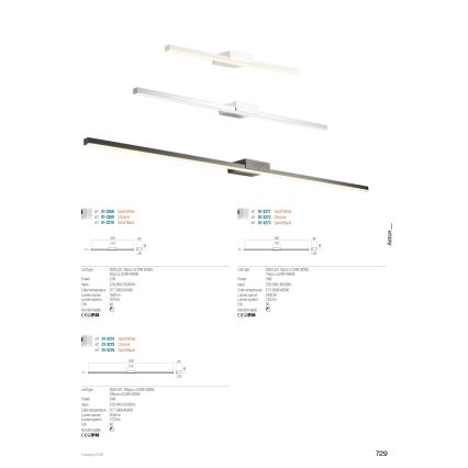 Redo 01-3274 - Aplica LED pentru oglindă de baie ASTON, 24W, 230V, 3000/4000K, 120 cm, CRI 90, IP44, alb