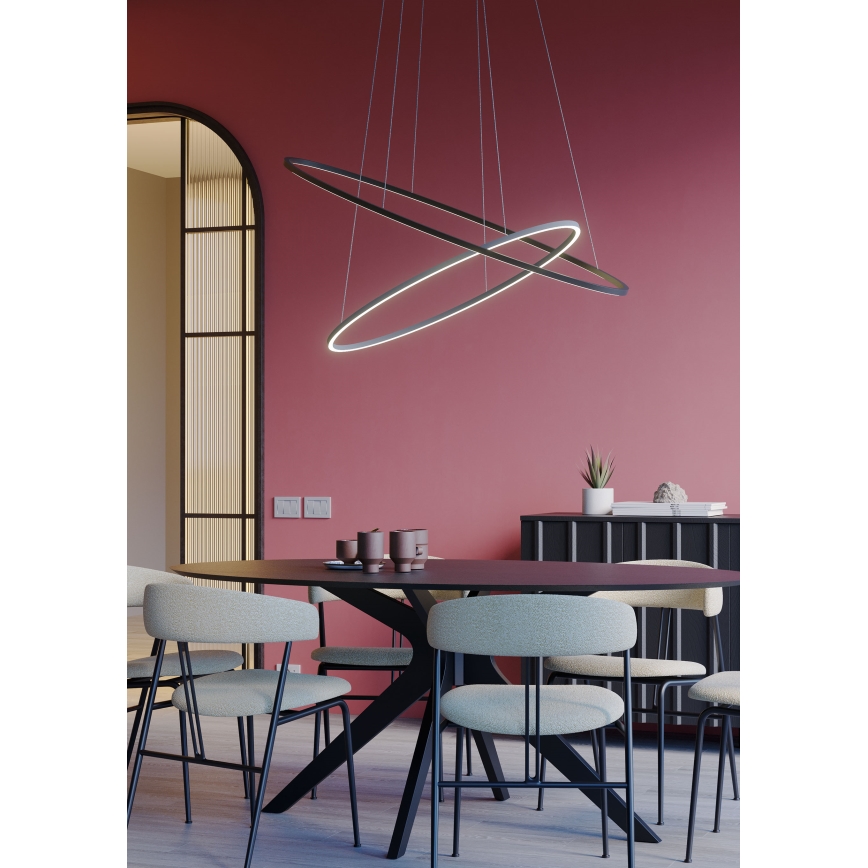 Redo 01-3299 - Candelabru LED dimabil LEO, suspendat pe cablu, LED/67W/230V, 3000/4000K, CRI 90, 60x130 cm, negru
