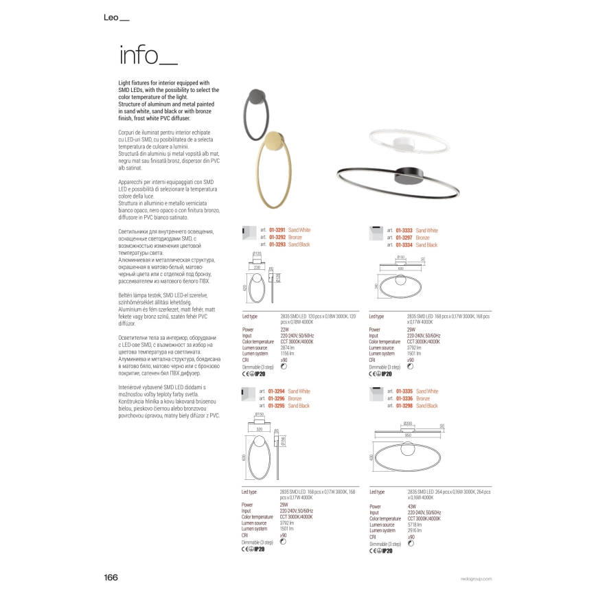 Redo 01-3299 - Candelabru LED dimabil LEO, suspendat pe cablu, LED/67W/230V, 3000/4000K, CRI 90, 60x130 cm, negru