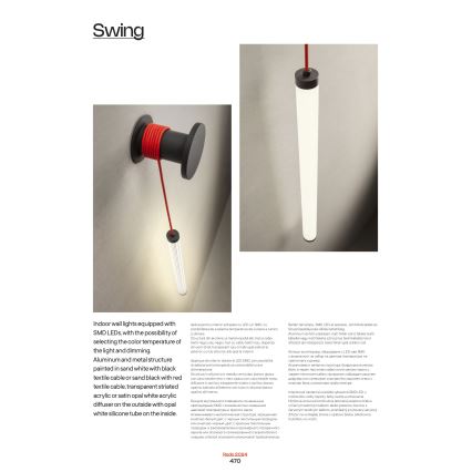 Redo 01-3301 - Lampă LED de perete SWING dimmabilă, 9W, 230V, 3000/4000K, CRI 90, albă