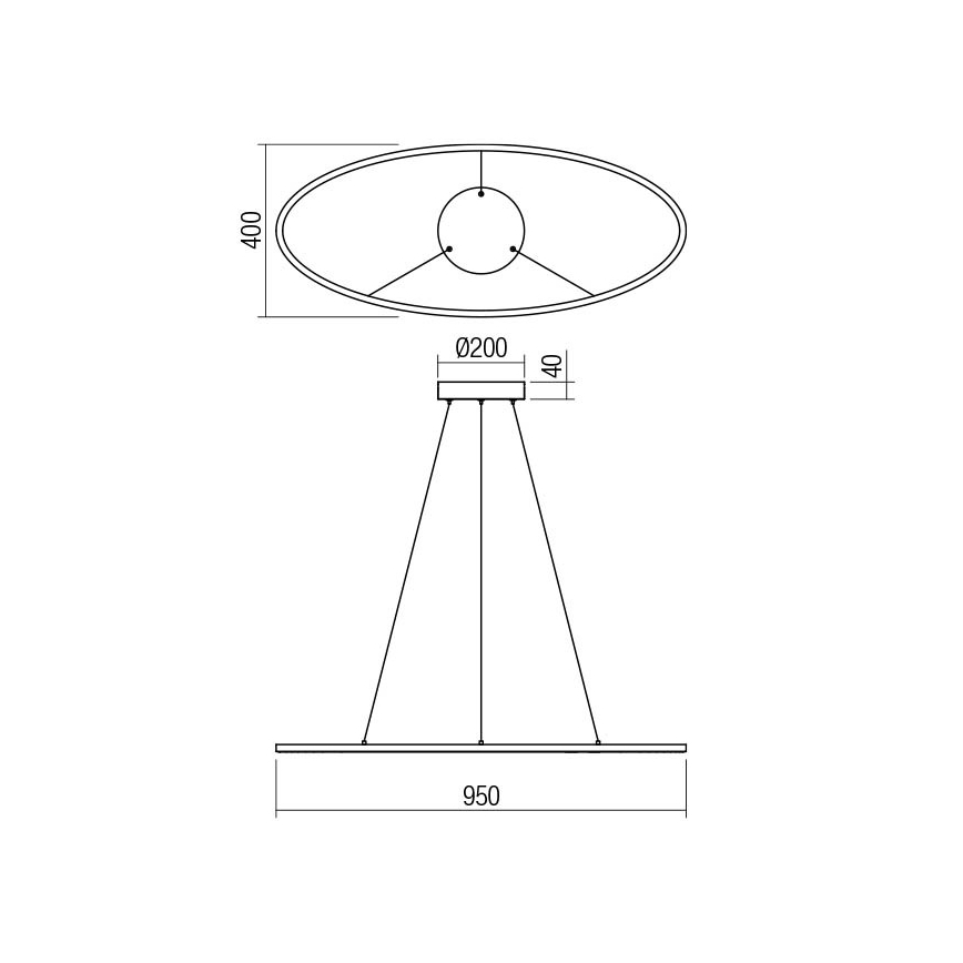 Redo 01-3339 - Lustru LED suspendat pe cablu LEO, dimmabil, LED/48W/230V 3000/4000K CRI 90, 40x95 cm, negru