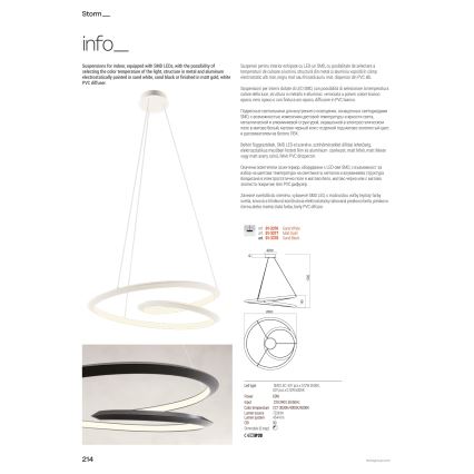 Redo 01-3376 - Lustră LED dimmabilă pe cablu STORM LED/60W/230V 3000/4000/6000K CRI 90 Ø 80 cm albă