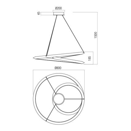 Redo 01-3376 - Lustră LED dimmabilă pe cablu STORM LED/60W/230V 3000/4000/6000K CRI 90 Ø 80 cm albă