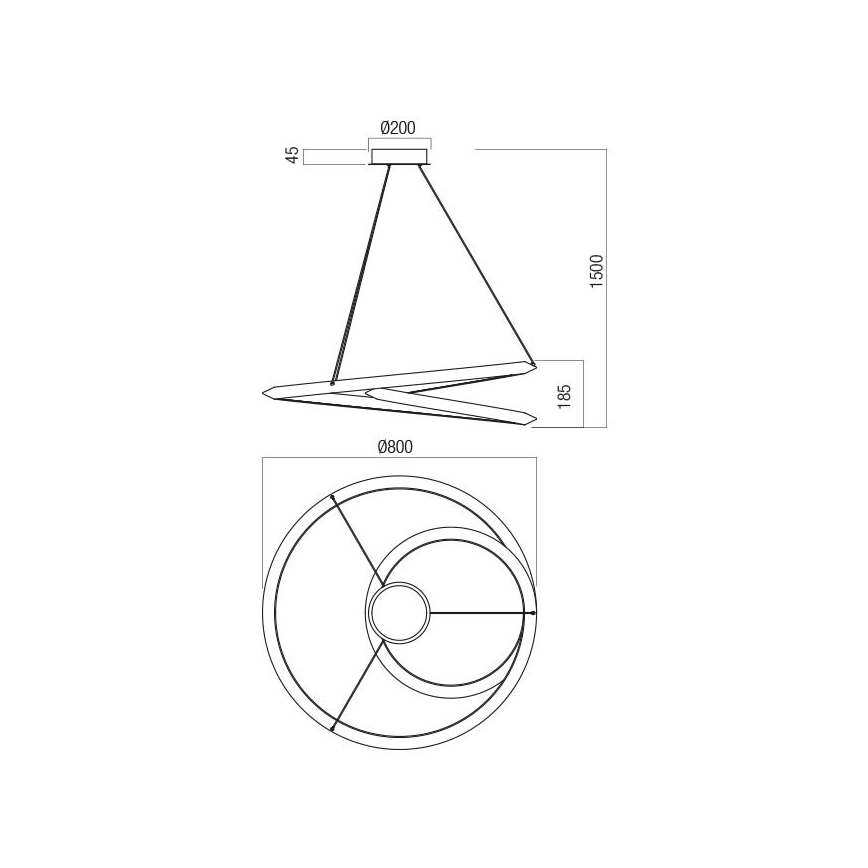 Redo 01-3377 - Lustră LED dimabilă STORM pe cablu, 60 W, 230 V, 3000/4000/6000 K, CRI 90, diametru 80 cm, aurie