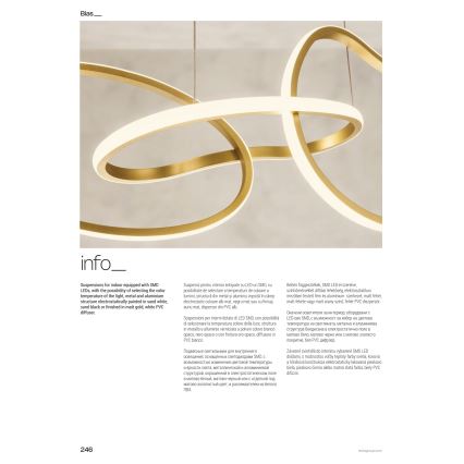 Redo 01-3389 - Lustră LED dimabilă suspendată pe cablu BIAS LED/90W/230V 3000/4500/6500K CRI 90 aurie