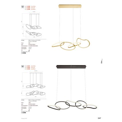 Redo 01-3389 - Lustră LED dimabilă suspendată pe cablu BIAS LED/90W/230V 3000/4500/6500K CRI 90 aurie
