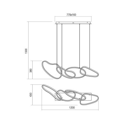 Redo 01-3390 - Lampă LED suspendată dimabilă pe cablu BIAS, 90W, 230V, 3000/4500/6500K, CRI 90, neagră