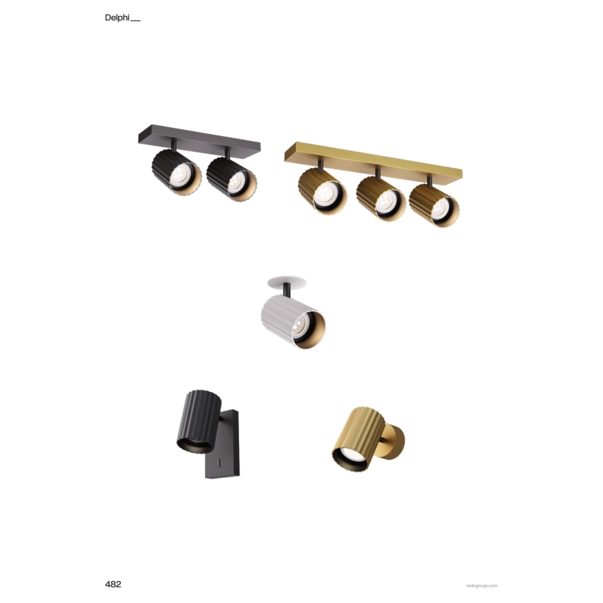 Redo 01-3403 - Spot DELPHI 2x GU10/7W/230V, negru