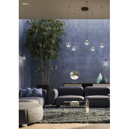 Redo 01-3487 - Lustră LED reglabilă pe cablu KHADI, 5xLED/5,2W/230V, CRI 90, tip păianjen, negru/fumuriu