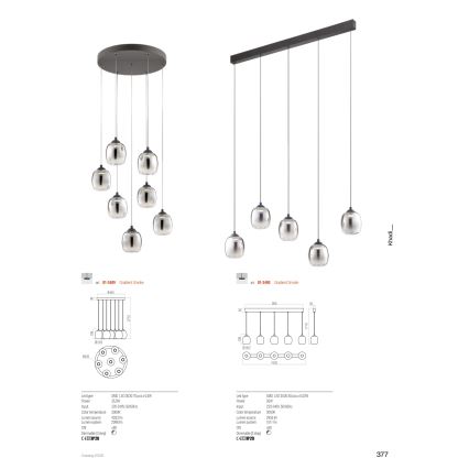 Redo 01-3489 - Lustră LED reglabilă suspendată pe cablu KHADI, 7xLED/5W/230V, CRI 90, Ø 52 cm, negru/fumuriu