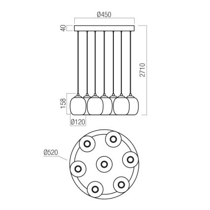 Redo 01-3489 - Lustră LED reglabilă suspendată pe cablu KHADI, 7xLED/5W/230V, CRI 90, Ø 52 cm, negru/fumuriu