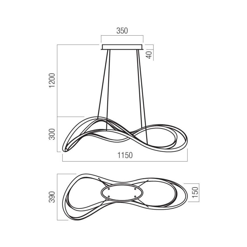 Redo 01-3599 - Lustră LED dimmabilă suspendată pe cablu TEMPEST LED/58W/230V, negru