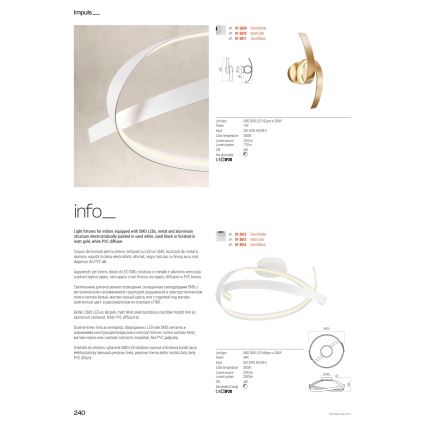 Redo 01-3616 - Lustru suspendat LED reglabil pe cablu IMPULS LED/38W/230V, auriu