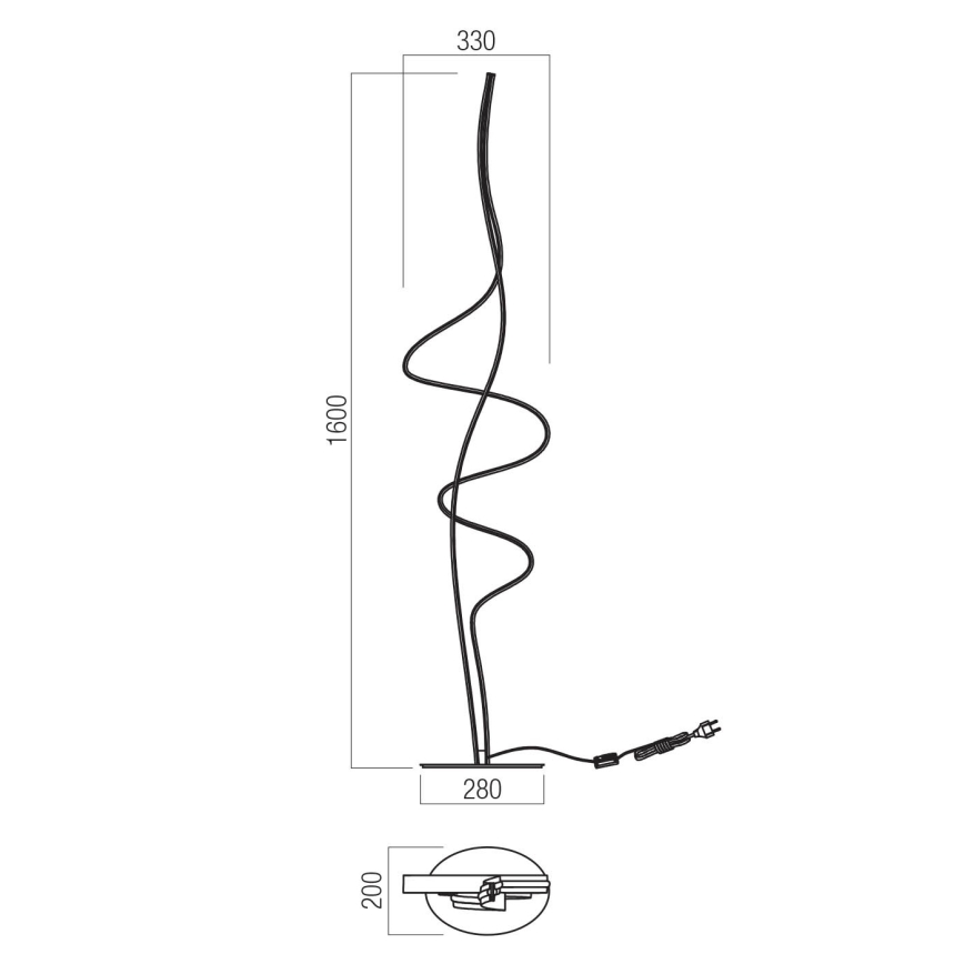 Redo 01-3626 - Lampă de podea LED dimabilă IMPULS LED/36W/230V, neagră