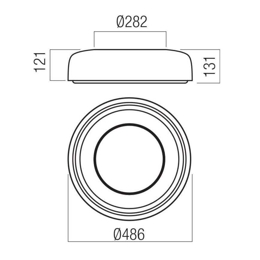 Redo 01-3722 - Plafonieră LED DIP, 30W, 230V, 2700/3000/4000/5000/6500K, CRI 90, Ø 48,6 cm, neagră