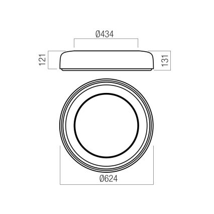 Redo 01-3724 - Plafonieră LED DIP 40W/230V 2700/3000/4000/5000/6500K CRI 90 Ø 62,4 cm negru
