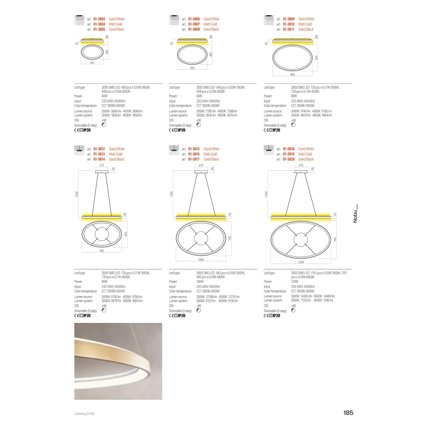 Redo 01-3806 - Plafonieră LED dimabilă NOBU, 60W, 230V, 3000/4000K, CRI 90, alb
