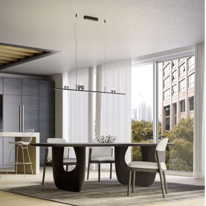 Redo 01-4302 - Lustru LED dimabil suspendat pe cablu DUNE, 48W, 230V, 3000K, CRI 90, negru/fumuriu