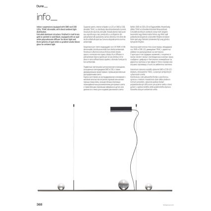 Redo 01-4302 - Lustru LED dimabil suspendat pe cablu DUNE, 48W, 230V, 3000K, CRI 90, negru/fumuriu