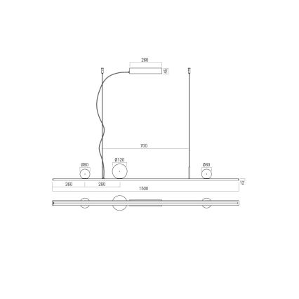 Redo 01-4302 - Lustru LED dimabil suspendat pe cablu DUNE, 48W, 230V, 3000K, CRI 90, negru/fumuriu