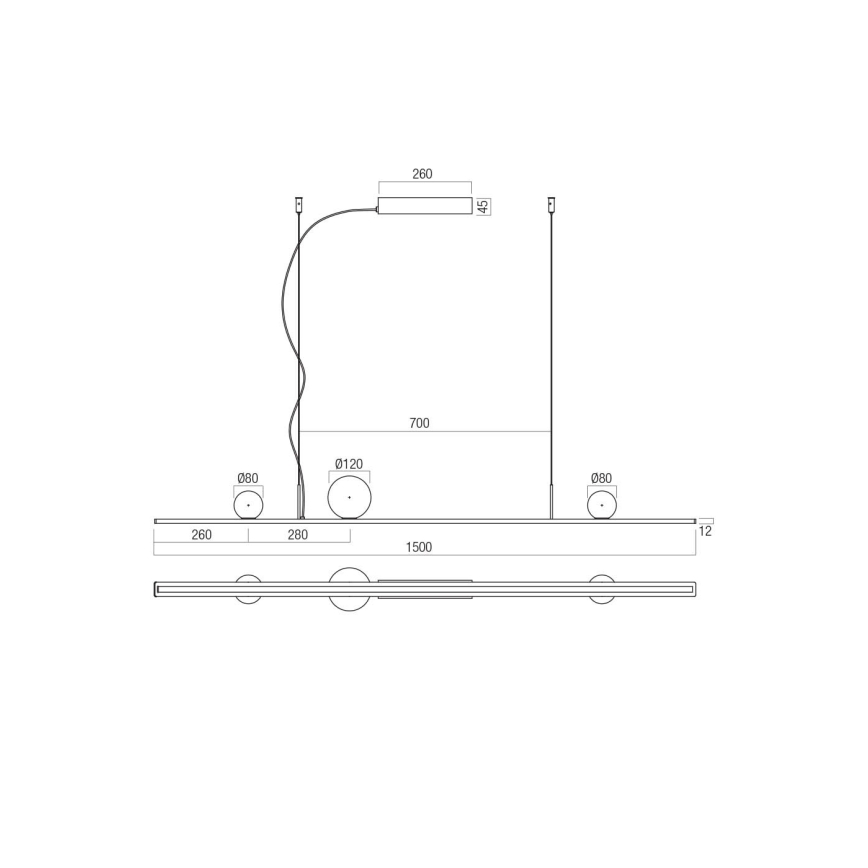 Redo 01-4302 - Lustru LED dimabil suspendat pe cablu DUNE, 48W, 230V, 3000K, CRI 90, negru/fumuriu