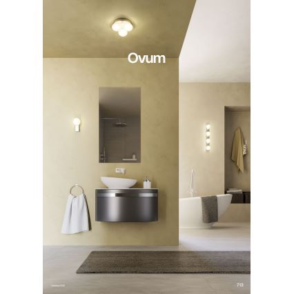 Redo OVUM 01-4306 — Plafonieră LED pentru baie, 3× LED de 5 W, 230 V, 3000/4000 K, CRI 90, Ø 24 cm, IP44, alb/crom lucios